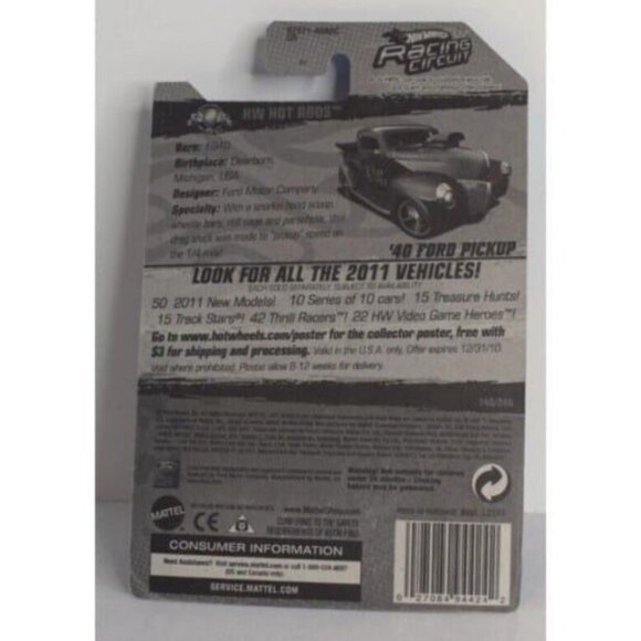 2011 Hot Wheels Racing Circuit '40 Ford Pickup Tip Top 8/10 1:64 Blue NEW! - Picture 8 of 10